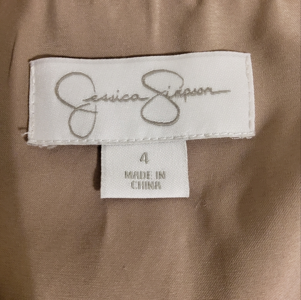 JESSICA SIMPSON PINK LACE TAN LINED FIT & FLARE SLEEVELESS SCOOP NECK SIZE 4 - Picture 8 of 10